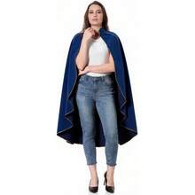 Women's Medieval Cloak Renaissance Velvet Cape With StandUp Collar Queen Princess Costume Halloween Christmasgift - Màu xanh lam - Xem 6