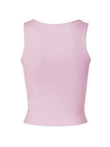 Áo croptop nữ đính đá lấp lánh cổ chữ V, màu hồng nhạt, thích hợp mặc mùa hè. - Hồng - Xem 5