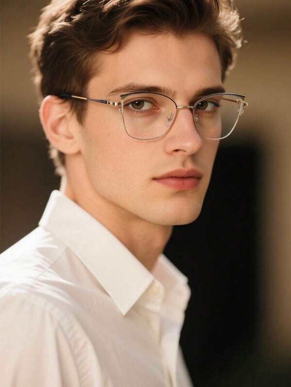 نظارة رجالية موضة بدون وصفة طبية، إطار دائري خفيف الوزن كلاسيكي عتيق متعدد الاستخدامات مريح للاستخدام اليومي، المنزل، الإنترنت، المكتب، الكمبيوتر، القراءة، الألعاب