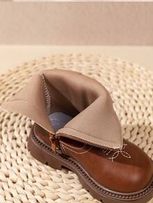 1 par de botas planas estilo occidental bordadas para bebé, botas cómodas y ligeras adecuadas para uso casual y al aire libre en otoño/invierno - Marrón - Ver 8