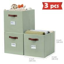 3/4/6pcs Foldable Cube Storage Bin, Clothes Orgainzer,Labeled Storage Cub,Es Toy Storage Box, Shelves Baskets For Kallax Linen Closet Organizers (Cube Size 10.5x11") - Sage Green - 查看 12