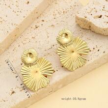 Pendientes personalizados creativos, serie de estilos de corazón, tornillo y cuadrado geométrico chapados en oro de acero inoxidable