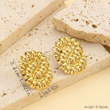 Pendientes personalizados creativos, serie de estilos de corazón, tornillo y cuadrado geométrico chapados en oro de acero inoxidable