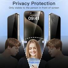 JETech Privacy Screen Protector For 15 Pro 6.1 Inch, Anti-Spy Tempered Glass Screen Protector With Easy Installation Frame, 2 Units - iPhone 15 Pro Max - 查看 4