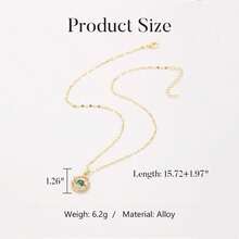 1 PC Gold Necklace For Women, Celestial Moon And Star Gemstone Pendant Necklace - Elegant Night Sky Jewelry For Women - 金色 - 查看 5