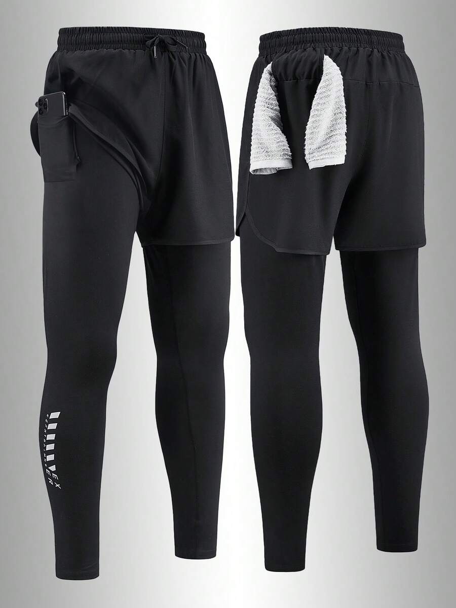 男士春夏运动休闲长裤，双层跑步健身长裤。