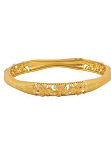 1pc Fashionable Gold-Color Hollow Flower Clasp Bracelet, Suitable For Daily Wear