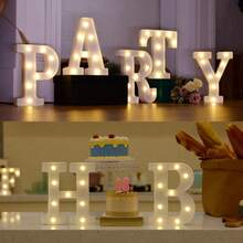 1个暖白光26字母和10个数字21厘米发光LED字母灯，电池供电夜灯，适用于婚礼、圣诞节、生日、派对、节日或家居装饰氛围灯。 - 21厘米/8.26英寸 - 查看 8