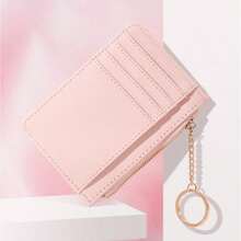 1 New Style Zippered Ladies' Coin Purse, Korean-Style Mini Keychain Small Wallet, 2-In-1 Multi-Card Slot Card Holder & Card Case. It Symbolizes The Delicate Orderliness Of Daily Storage, The Convenient Lightness Of Carrying Around And The Sweet Agility Of Matching Styles. Suitable For Ladies Who Pay Attention To Life Details