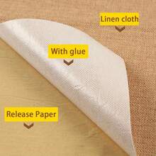 1 cuộn vải tự dính 100% lanh nguyên chất - Vải thủ công DIY thích hợp để trang trí nhà cửa, dán tường, khăn trải bàn, làm thủ công - Vật liệu tự nhiên - Nhiều màu - Xem 3