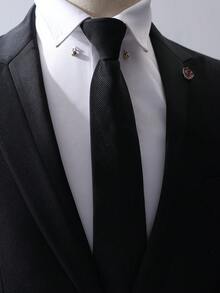 1 pieza Corbata a rayas para hombre, corbata con estilo de cremallera a rayas diagonales negras, de moda y versátil, adecuada para negocios, uso diario y todas las estaciones