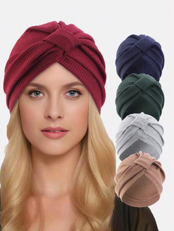 1pc Women's Headscarf Hat, Starry Pearl Twist Turban Hat, Suitable For Everyday Use