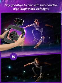 AXNEN 多功能手持LED补光灯，带手机笼支架，USB充电便携式手机直播摄影灯，配备可调节手机夹和冷靴接口，适用于内容创作、自拍补光、Vlog拍摄、手机配件、摄影配件 - 彩色 - 查看 4