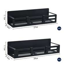 1/2 Set Magnetic Side Storage Rack, No-Drill For Refrigerator And Washing Machine, Stylish Black Metal, Wall-Mounted Spice Organizer, Ideal For Laundry Supplies