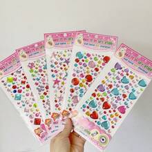 Assorted Gem Crystal Diamond Cartoon Stickers, High-Quality Acrylic Material DIY Rhinestone Stickers, Vibrant Colors, Easy To Peel And Stick, Suitable For Water Bottles, Cups, Face, Nails, Phones, Laptops, Furniture, Refrigerators, Guitars, Skateboards, Party Favors, Birthday Rewards, Crafts And More (Random Colors)