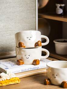 1pc Cute Cartoon Footprint Ceramic Mug, Creative Design, Can Be Used As Breakfast Milk Cup, Tea Cup Or Other Gifts. Perfect Choice For Birthday Or Christmas.