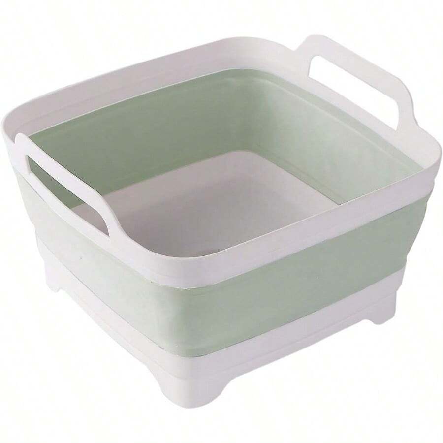 DdLUCK Dish Basin Collapsible With Drain Plug Carry Handles For 9L Large Capacity Washing Basin Collapsible Dish Tub For RV Sink Vegetable Fruit Food Sink Strainer Dish Washing Tub Gray - màu xanh lá - Xem 1
