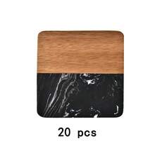 1pc/5pcs/10pcs/20pcs Customized Engraved Black Marble Texture Wooden Coasters, Personalized Coaster Gifts, Housewarming, Wedding, Anniversary Gifts - Black Marble - View 17