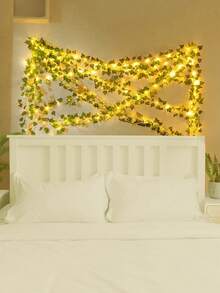 1 szt. zielonych lampek LED z motywem liści, sztuczne lampki choinkowe z wiecznie zielonego bluszczu, zielony wzór liści, zasilane bateriami, do dekoracji ściennych wewnątrz i na zewnątrz, imprezy, tworzenie świątecznej atmosfery, Boże Narodzenie, oświetlenie imprezowe, dekoracje świąteczne, oświetlenie nastrojowe, trwałe, odporne na warunki atmosferyczne lampy wiszące, wystrój domu, dekoracja imprezy, ciepły akcent