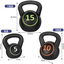 3 Pcs Kettlebell Set - 5lb, 10lb, 15lb Weight Lifting Training Kettle Bell For Cardio & Strength Exercise, Ideal For Home Gym Workouts - Default - View 6