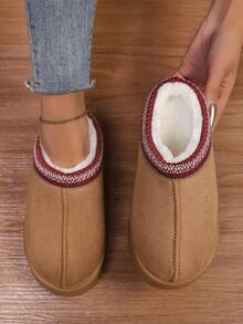 Ladies' Plush Solid-Color Slippers, Comfortable And Warm Indoor Household Slippers Made Of Artificial Fur, With Soft And Non-Slip Soles, Are Perfect Bedroom Shoes Suitable For Halloween Home Wear - Camel - View 5