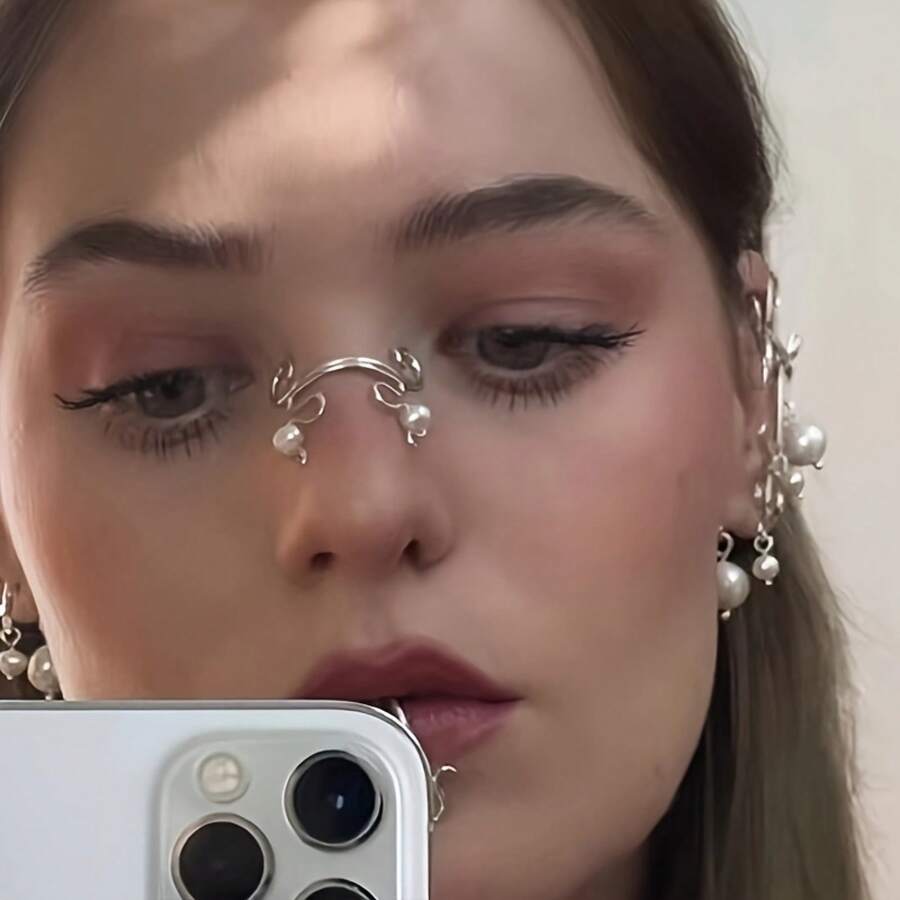 1 Piece Elegant Punk Style Nose Ring - No Piercing Nose Ring, Heavy Alloy Women's Nose Jewelry, No Piercing Nose Piercing Alternative, Daily And Party Nose Ring, Gothic Style, Edge, Formal Events - Durable Nose Jewelry, Gothic Fashion, Firm Design, High-Quality Accessories, Fashion Accessories, Alternative For Fashion Enthusiasts - Bạc - Xem 1