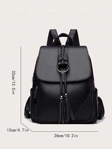 [Black And Gold Woven Tassel | Multi-Functional Japanese Commuting Backpack] This Backpack Features A Pure Black Main Hue Paired With Dazzling Golden Tassels, Perfectly Blending Practicality And Fashion Aesthetics!