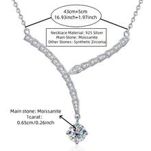 LOVESSOM A 925 Silver 1 Carat Moissanite Necklace For Women, A Versatile Snake Necklace With A Simple Design For Men And Women, A High-Quality Pendant Necklace For Couples, Suitable For Banquets, Parties, Weddings, Proposals, Christmas, Thanksgiving, Halloween, Valentine's Day, Back-To-School Season, Wedding Season, Birthdays, Anniversaries, And New Year Gifts.