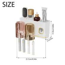 Toothbrush Holder With Toothpaste Dispenser Space Saving Brushing Organize Box - White - View 5