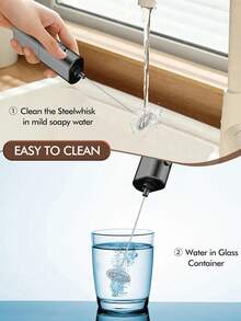 AOYI Portable Milk Frother For Coffee, Small Handheld Drink Mixer With Stainless Steel Whisk, Electric Egg Blender, Kitchen Accessories, Battery Operated Hand Stirrer Wand - Foam Maker For Lattes, Cappuccino, Frappe, Matcha, Hot Chocolate, Dessert (AA Batteries Not Included)