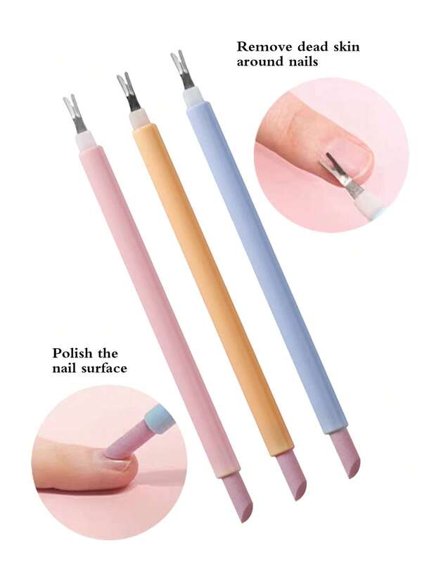 Nagelkutikulaentferner-Werkzeug, doppelköpfige Kutikulagabel, Nagelpolitur-Stift, Kutikulapolitur-Stift, Quarz-Nagelpolitur-Stift