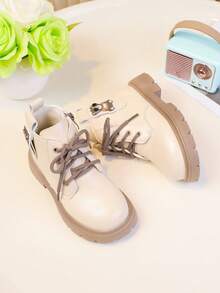 1 Pair Fashionable & Versatile Baby Boots For Autumn/Winter, Adorable Cartoon Panda Wearing Sunglasses Decor On Side, Cute & Lively Design To Attract Children