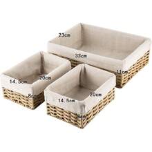 1 Piece/3 Pieces Stylish Large Woven Storage Box With Lid – A Single-Compartment Woven Basket For Living Room Desktop Toy Storage, Entryway & Bathroom Storage Box/Container, Home Decoration, Clutter Storage, And Holiday Gift Basket
