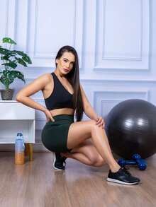 Women Sports Shorts - xanh quân đội - Xem 6