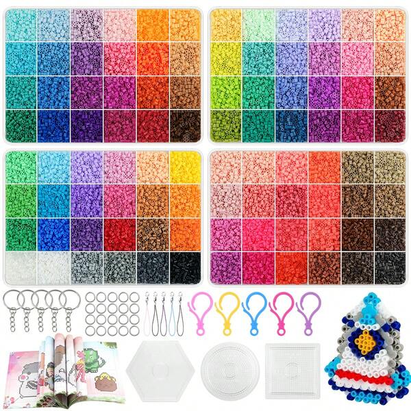 Kit de perles à repasser de 2,6 mm en couleurs assorties avec outils et plaque à picots, excellent cadeau pour la famille et les amis ou accessoires personnalisés DIY