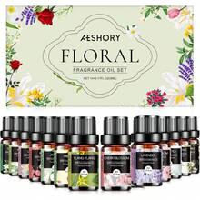 MORE BEAUTY Set de aromaterapia con aceites esenciales de flores - 12 difusores, aceites esenciales para aromaterapia y elaboración de velas - Set de aceites esenciales de aromaterapia de lavanda, geranio, rosa, jazmín y gardenia