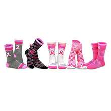 Breast Cancer Awareness Socks Women - Pink Ribbon Crew Socks 5 Pair Pack - Cotton- Comfortable Everyday Wear - Support A Cause - 如圖700 - 查看 1