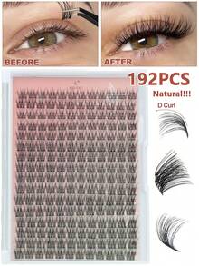 160PS D-Curl Unsichtbare Band Wimpernbüschel Set Feine natürliche Büschel Wimpernverlängerung Set zum Selbermachen D Curl 9-16MM Wimpernbüschel Volumen Einzelne Wimpern Set