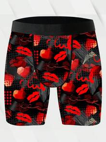 1 条装男士新奇短裤，个性时尚图案印花，四针六线工艺，涤纶纤维弹力面料，柔软亲肤，速干透气，情人节礼物，松紧腰带，调皮可爱男士休闲内裤 - 彩色 - 查看 3