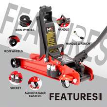 2-Ton (4400 Lbs.) Hydraulic Low Profile Trolley Garage Service/Floor Jack With Blow Mold Carrying Storage Case And Universal Tire Tool Kit With Lug Wrench For Home And Workshop Vehicle Maintenance - 2 Ton With Lug Wrench - View 2