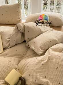 2/3-teiliges Bettwäsche-Set in Khaki mit Streifenmuster und Herzdesign (1 Bettbezug + 1/2 Kissenbezüge, ohne Bettdecke), moderner romantischer eleganter klassischer Stil, Polyester bequem und atmungsaktiv, geeignet für alle Jahreszeiten, ideal für Schlafzimmerdekoration, luxuriöses Hotelflair, mädchenhafter Stil, Geschenk für Eltern & Freunde. Bettbezug*1, Kissenbezug*1/2, Größen: Super King, Kingsize, Doppelbett, Einzelbett, Studentenzimmer, Schulanfang - Verschiedenfarbig - Übersicht 6