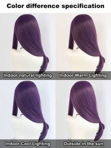 Purple Hair Heat Resistant Chemical Fiber Wigs Daily Wear Women Wigs Sweet Cute Wigs Prom Party Wigs Natural Hair - 紫色 - 查看 8
