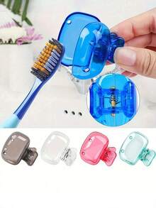 2/4/8pcs Portable Toothbrush Head Covers, Plastic Material, Size 4.5cm/1.8in | Ideal For Travel Essential Toothbrush Covers | Portable Plastic Toothbrush Case With Easy Open And Close Storage Box - Transparent Blue Protective Cover, Bathroom Accessory Essential For Home And Travel, Alcohol-Free - Multicolor - View 13