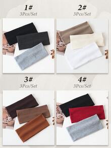 3 piezas Diademas de mujer de unicolor y a rayas, versátiles para lavarse la cara, maquillaje, deportes, uso casual, otoño, accesorios para el cabello de mujer, herramientas para el cabello, cosas para el cabello, cosas, accesorios de belleza, regalos, viajes, regalos para mujeres, cosas para el cabello, rellenos de calcetines