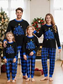 Family Matching Christmas Pajamas Star Print Top  Plaid Pants Xmas Loungewear Sleepwear Matching Christmas Pajamas For Men Women - Kids - 查看 5