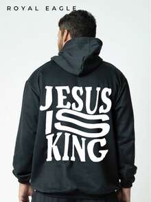 Jesus Is King  Sweatshirt (BACK) With Hood And Pocket Women's Men's Flannel Coat Unisex Winter Cold Cotton Blouse