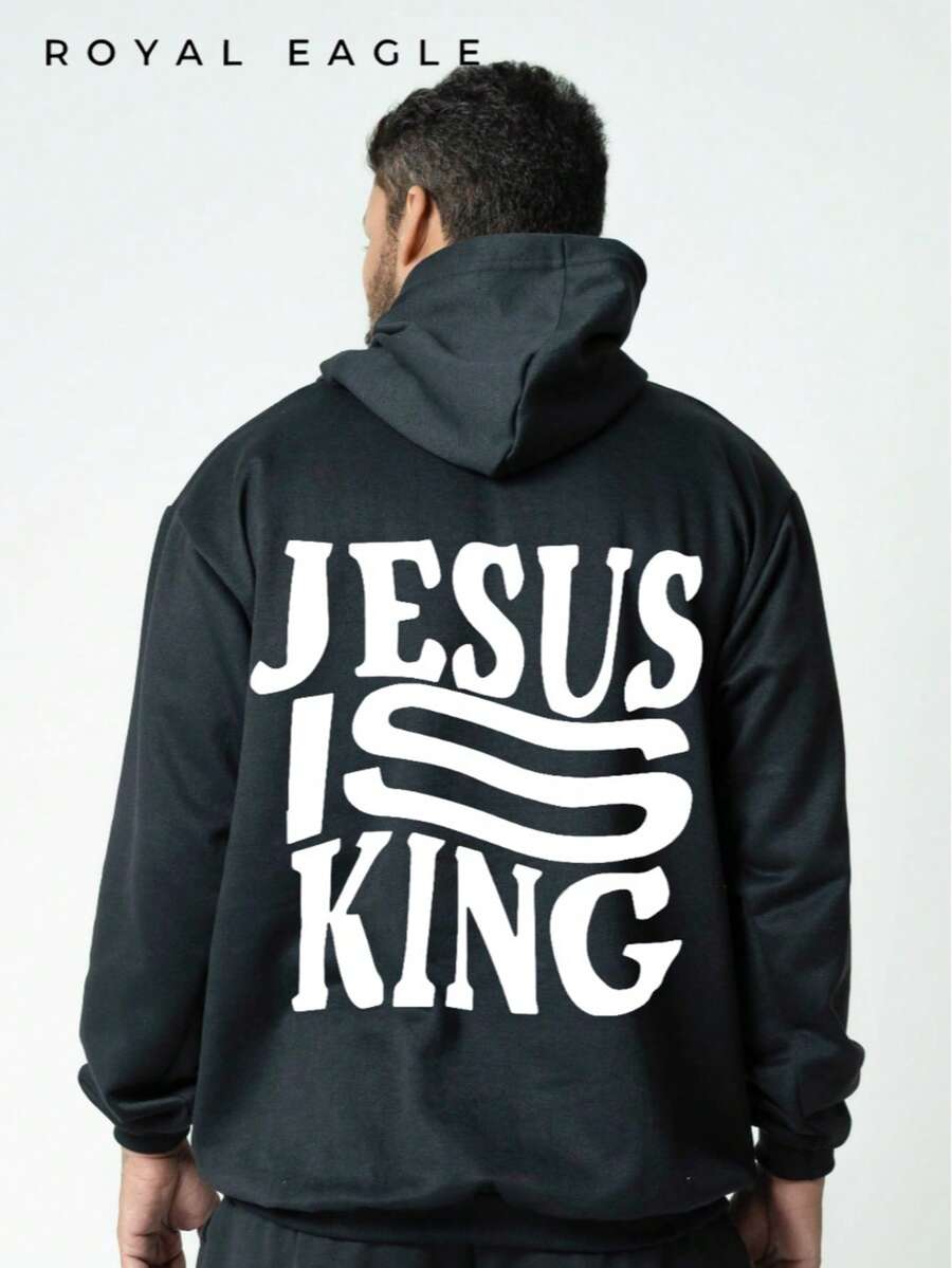 Jesus Is King  Sweatshirt (BACK) With Hood And Pocket Women's Men's Flannel Coat Unisex Winter Cold Cotton Blouse
