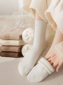 6 Pairs Unisex Winter Thick Thermal Lined Warm Socks, Heat Retaining, Soft & Thick, Suitable For Women Indoor/Sleepwear