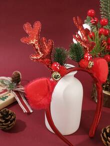 1pc Reindeer Antler Headband, Red Christmas Party Hair Accessory ,Hair Band ,Diadema ,Hair Hoop - Multicolor - View 6