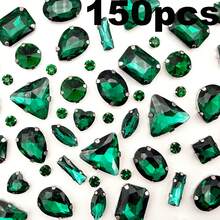 WENSIDUO Sew On Rhinestones 150 PCS Mixed Shapes Glass Rhinestones Sew On Crystal Gems Mental Flatback With Silver Claw For Jewelry Crafts Clothes Shoes Costume Garment White,Grandma Mothers Day Gift,Mother's Day - White - View 14